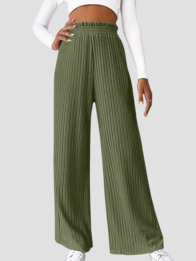 Ribbed Wide Leg High Waist Pants