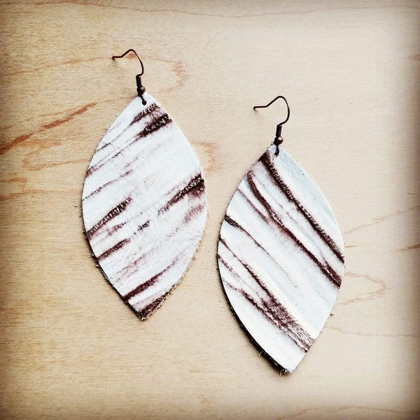 Leather Oval Earring White Chateau Earrings