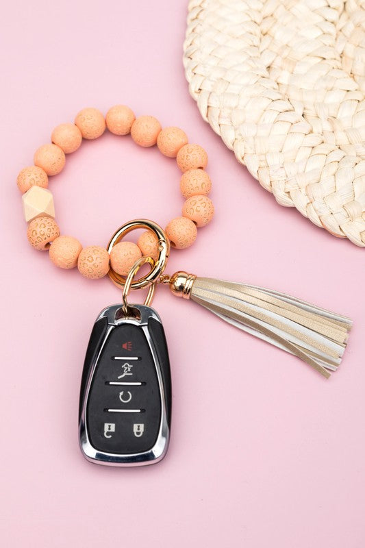 Leopard Beaded Key Ring Bracelet