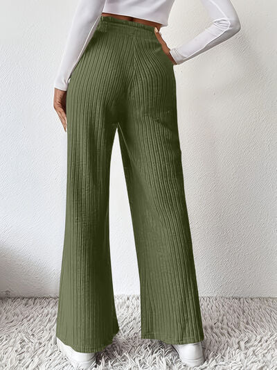 Ribbed Wide Leg High Waist Pants