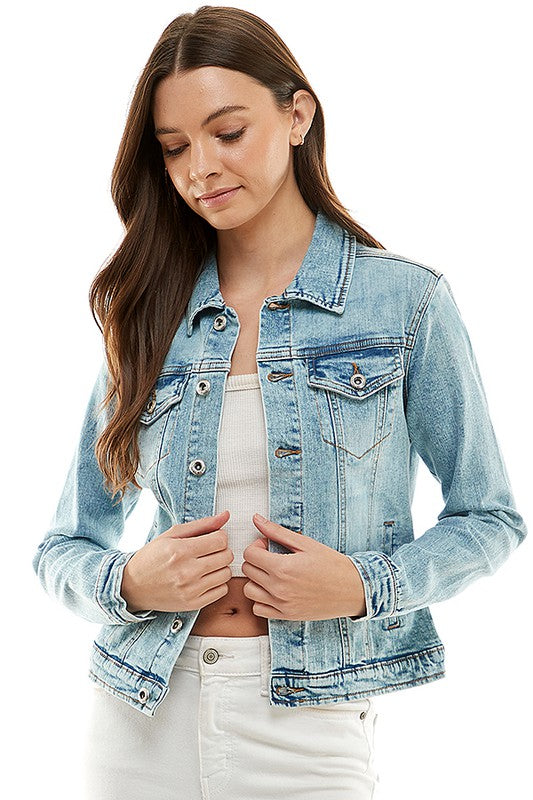 Spandex Ladies Casual Denim Jacket-3 colors