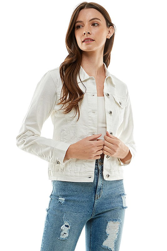 Spandex Ladies Casual Denim Jacket-3 colors