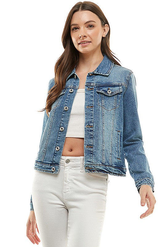 Spandex Ladies Casual Denim Jacket-3 colors