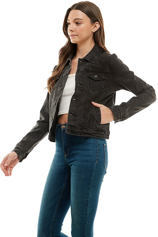 Spandex Ladies Casual Denim Jacket-3 colors