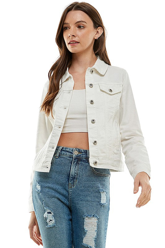 Spandex Ladies Casual Denim Jacket-3 colors