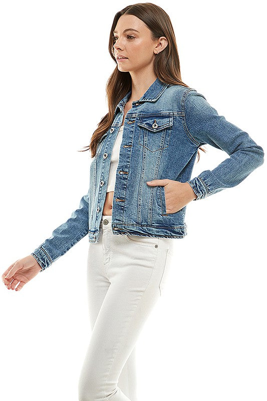 Spandex Ladies Casual Denim Jacket-3 colors