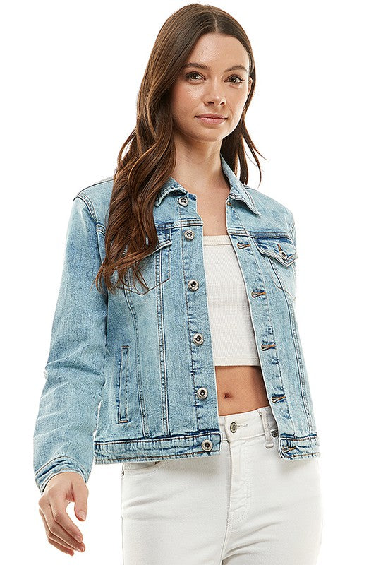 Spandex Ladies Casual Denim Jacket-3 colors