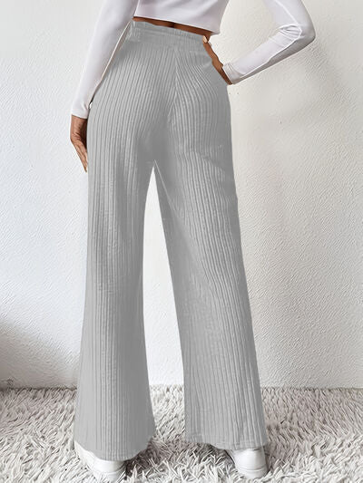 Ribbed Wide Leg High Waist Pants