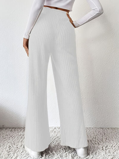 Ribbed Wide Leg High Waist Pants