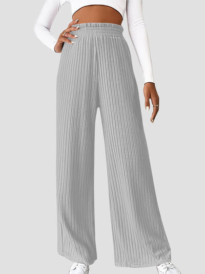 Ribbed Wide Leg High Waist Pants