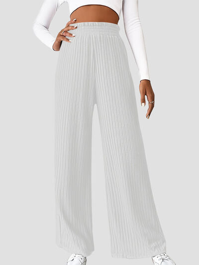 Ribbed Wide Leg High Waist Pants