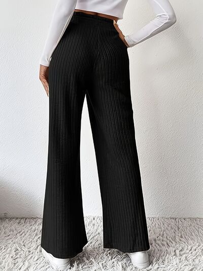 Ribbed Wide Leg High Waist Pants