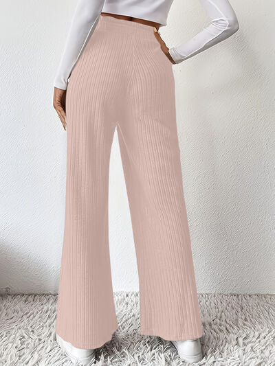 Ribbed Wide Leg High Waist Pants