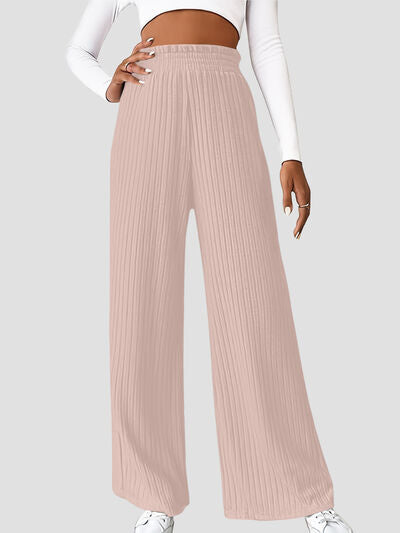 Ribbed Wide Leg High Waist Pants