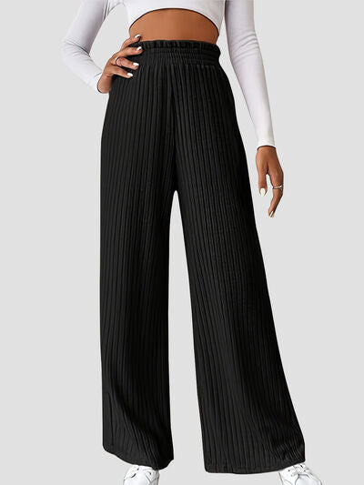 Ribbed Wide Leg High Waist Pants